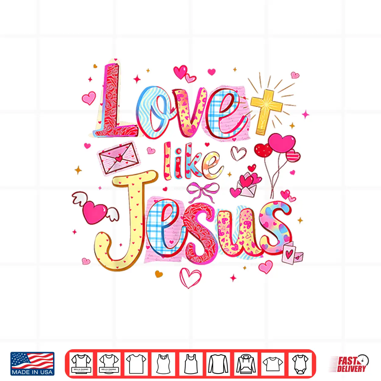 Love Like Jesus Christian Valentine Pink Coquette Matching Shirt Love Like Jesus Christian Valentine Pink Coquette Matching Shirt