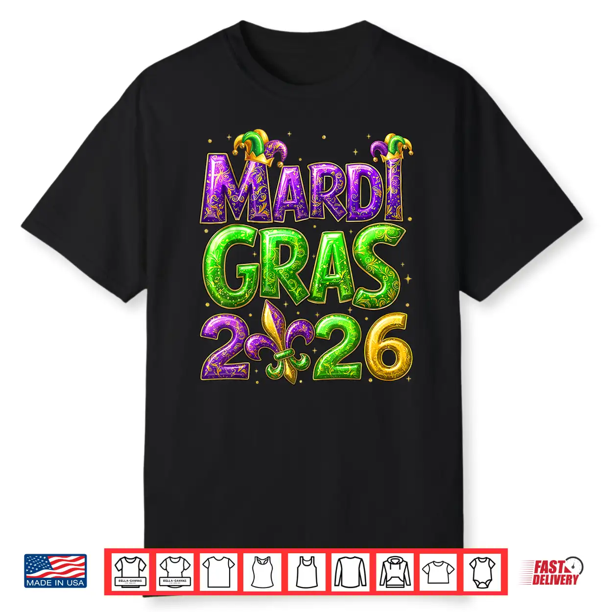 Mardi Gras 2026 Family Matching Costume Pjs Women Kid Men Shirt Mardi Gras 2026 Family Matching Costume Pjs Women Kid Men Shirt