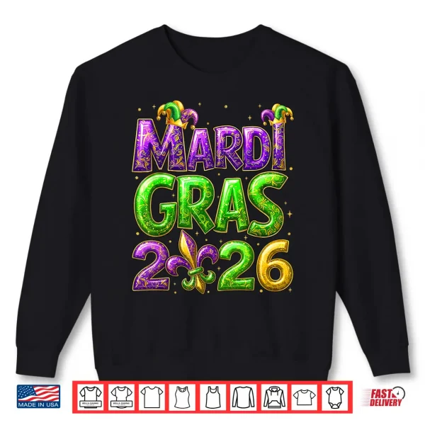 Mardi Gras 2026 Family Matching Costume Pjs Women Kid Men Shirt 2 Sweatshirt Mardi Gras 2026 Family Matching Costume Pjs Women Kid Men Shirt