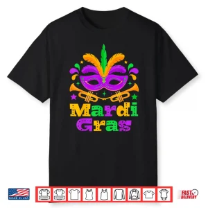 Mardi Gras Beads Mask Feather Parade Carnival Party Matching Shirt