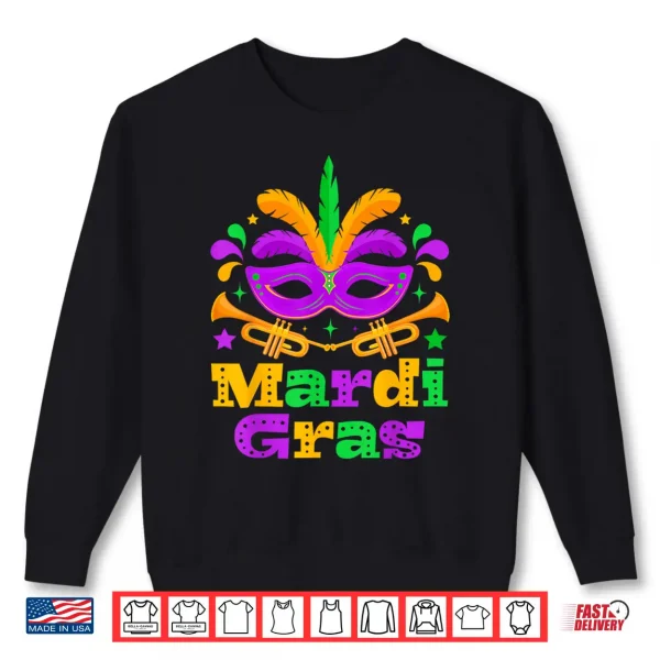 Sweatshirt Mardi Gras Beads Mask Feather Parade Carnival Party Matching Shirt