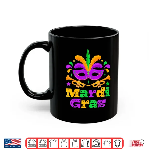 Mug Mardi Gras Beads Mask Feather Parade Carnival Party Matching Shirt
