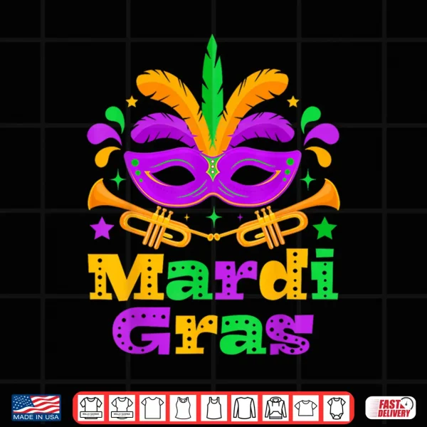 Design Mardi Gras Beads Mask Feather Parade Carnival Party Matching Shirt