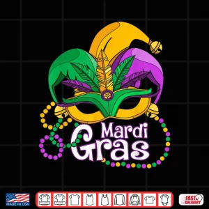 Design Mardi Gras Mask Feather Jester Hat Beads Family Matching Shirt