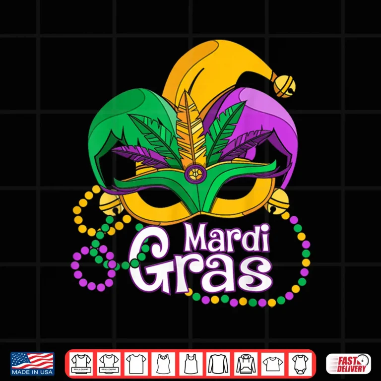 Mardi Gras Mask Feather Jester Hat Beads Family Matching Shirt 4 Design Mardi Gras Mask Feather Jester Hat Beads Family Matching Shirt