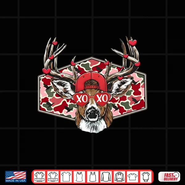 Design Camo Xoxo Valentine Buck Deer Hunting Season Family Matching Long Sleeve Shirt