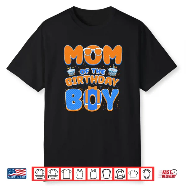 Cute Mom Of The Birthday Boy Matching Blue Orange Party Long Sleeve Shirt