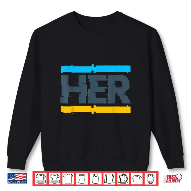 Sweatshirt Her Glitch Streetwear Retro Gamma Blue Matching Shirt