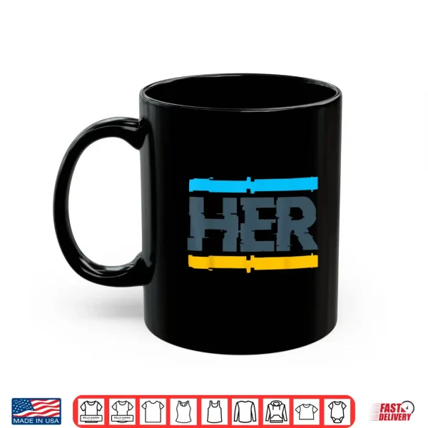 Mug Her Glitch Streetwear Retro Gamma Blue Matching Shirt