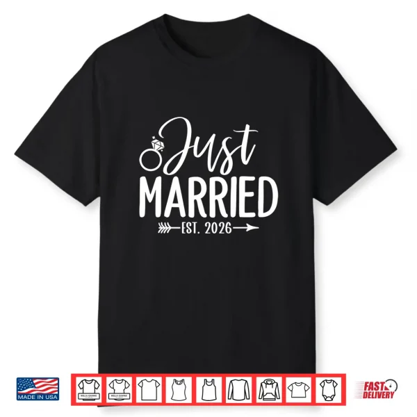 Just Married Est 2026 Honeymoon Wedding Couples Matching Long Sleeve Shirt