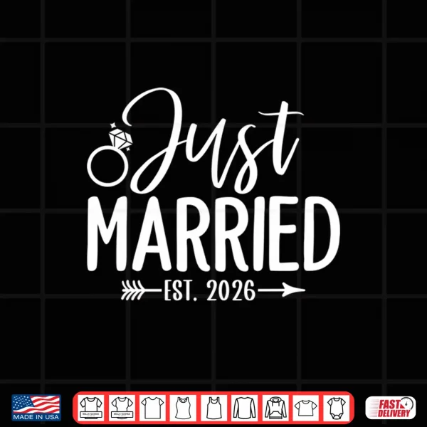 Design Just Married Est 2026 Honeymoon Wedding Couples Matching Long Sleeve Shirt