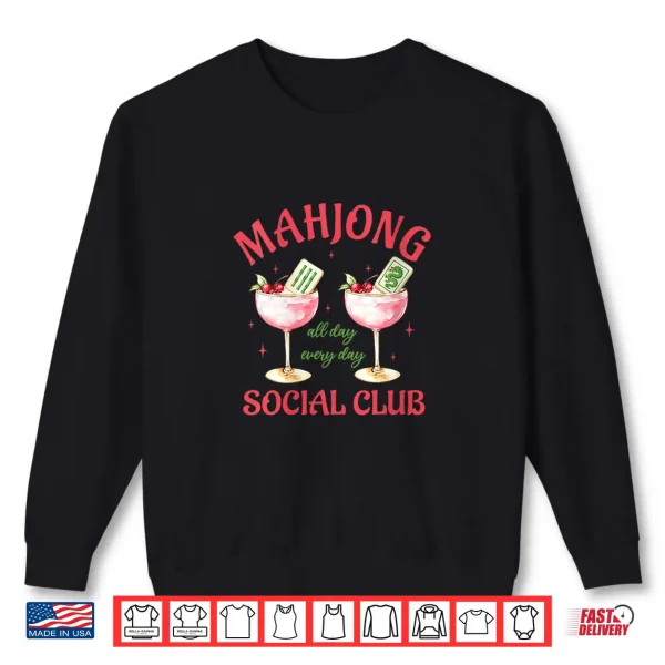 Sweatshirt WomenS Mahjong Social Club Aesthetic Pink Cocktails Mahjong Lover V Neck Shirt