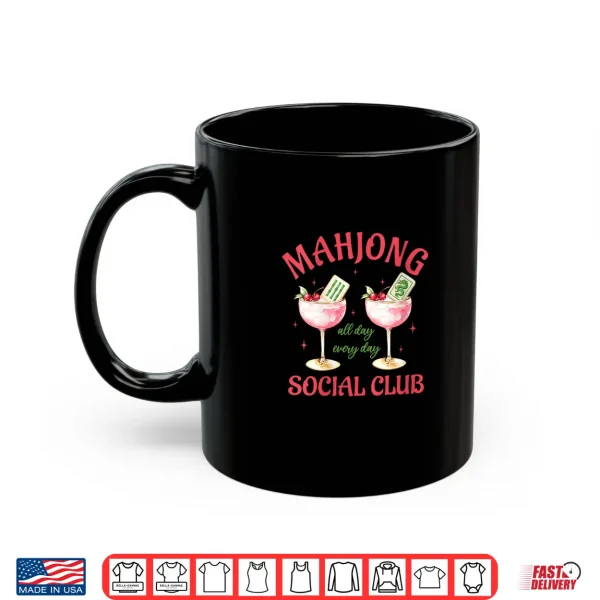 Mug WomenS Mahjong Social Club Aesthetic Pink Cocktails Mahjong Lover V Neck Shirt