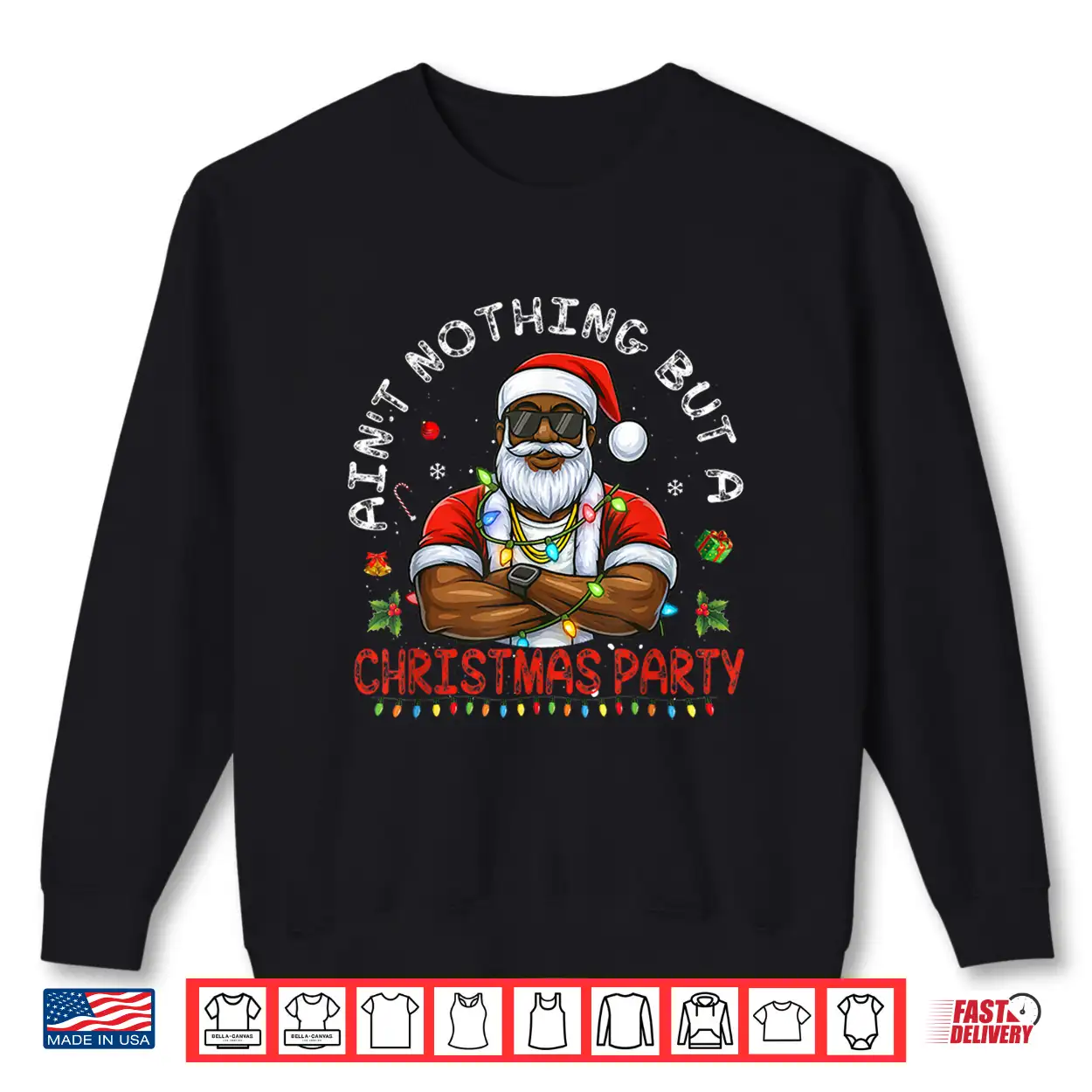 African American Santa Claus Christmas Pajama Shirt African American Santa Claus Christmas Pajama Shirt