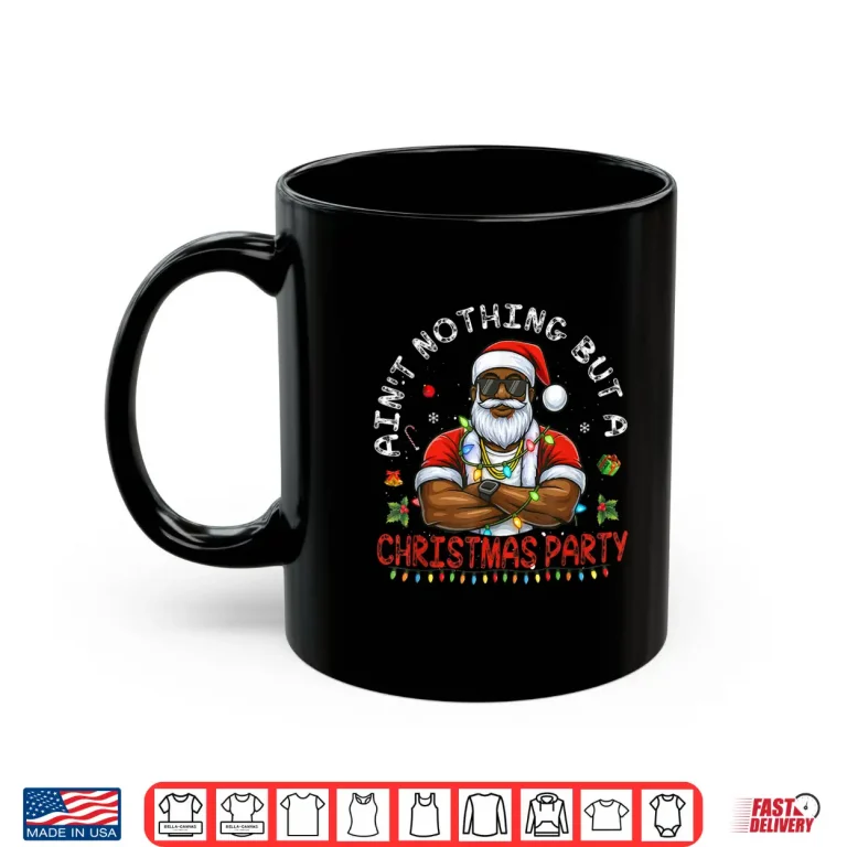 Mug African American Santa Claus Christmas Pajama Shirt