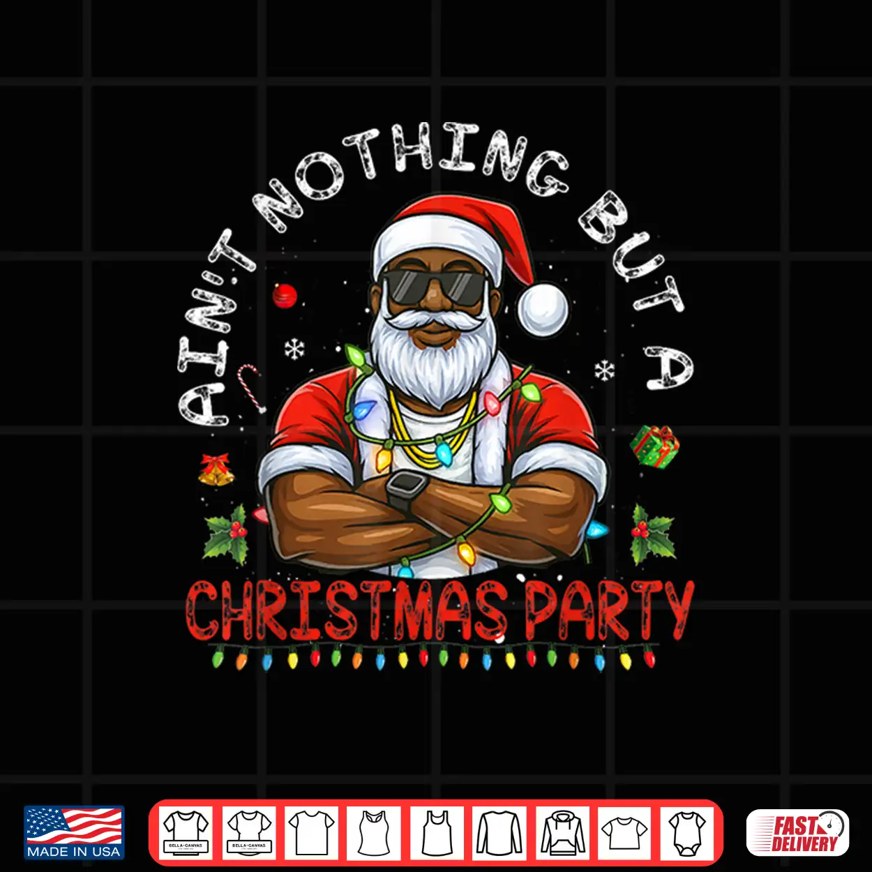 African American Santa Claus Christmas Pajama Shirt African American Santa Claus Christmas Pajama Shirt