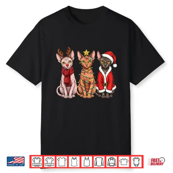 Christmas Sphynx Cat Santa Reindeer Shirt