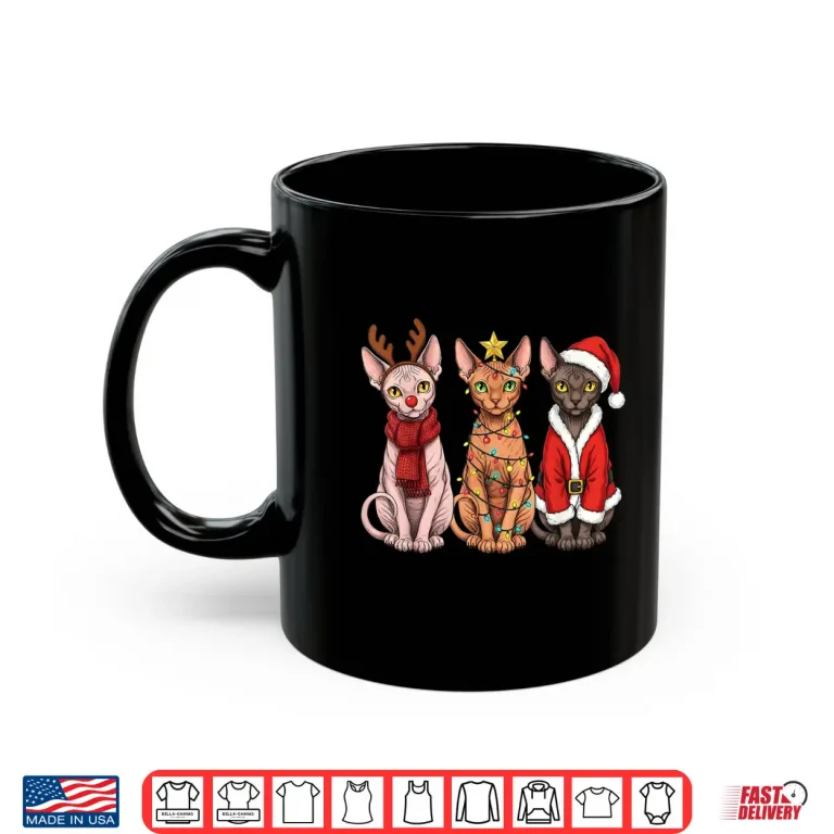 Mug Christmas Sphynx Cat Santa Reindeer Shirt