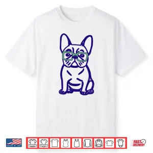 Cute French Bulldog Graphic With Glasses Pop Art Frenchie Shirt