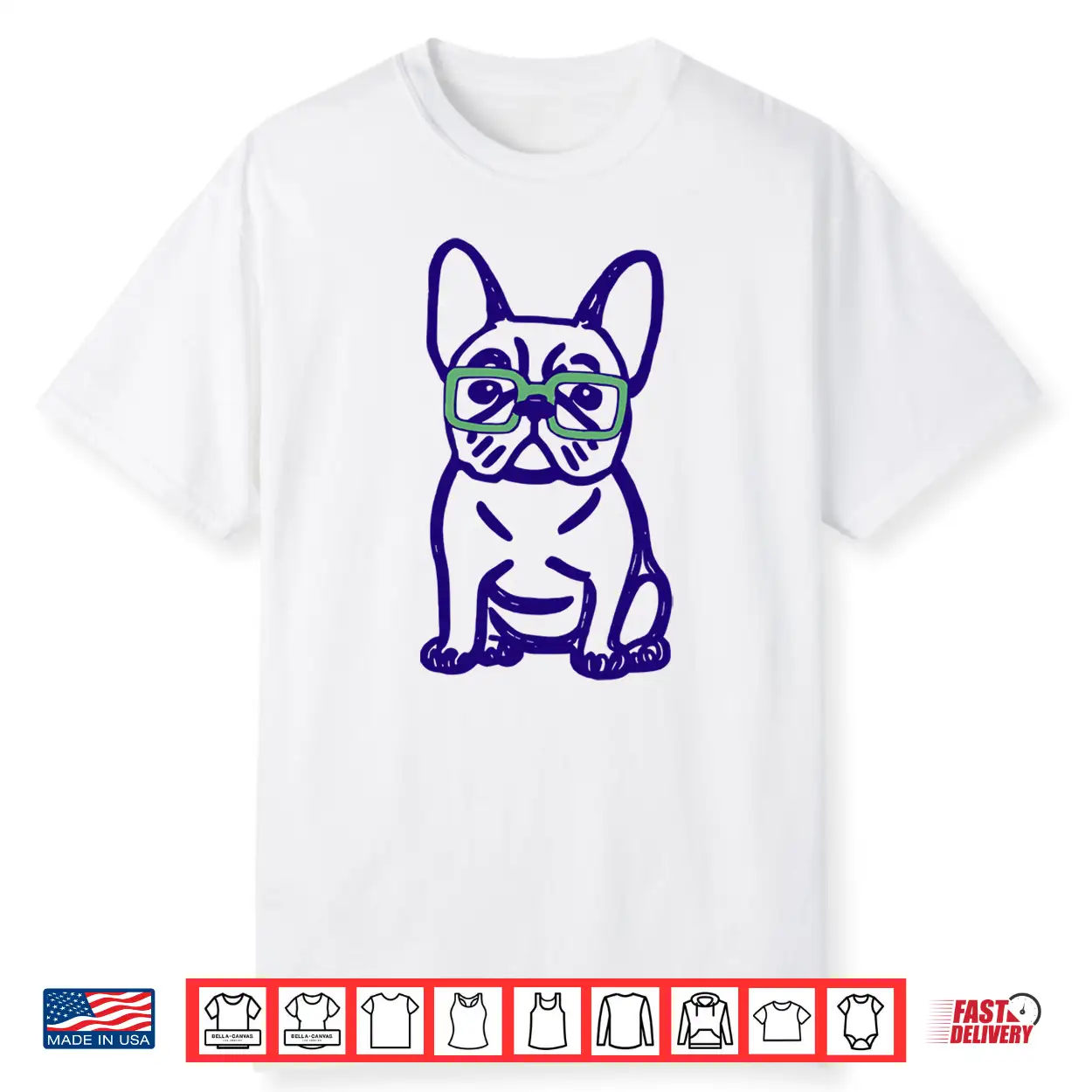 Cute French Bulldog Graphic With Glasses Pop Art Frenchie Shirt Cute French Bulldog Graphic With Glasses Pop Art Frenchie Shirt