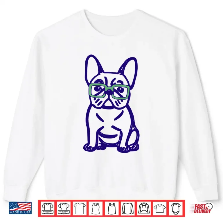 Sweatshirt Cute French Bulldog Graphic With Glasses Pop Art Frenchie Shirt