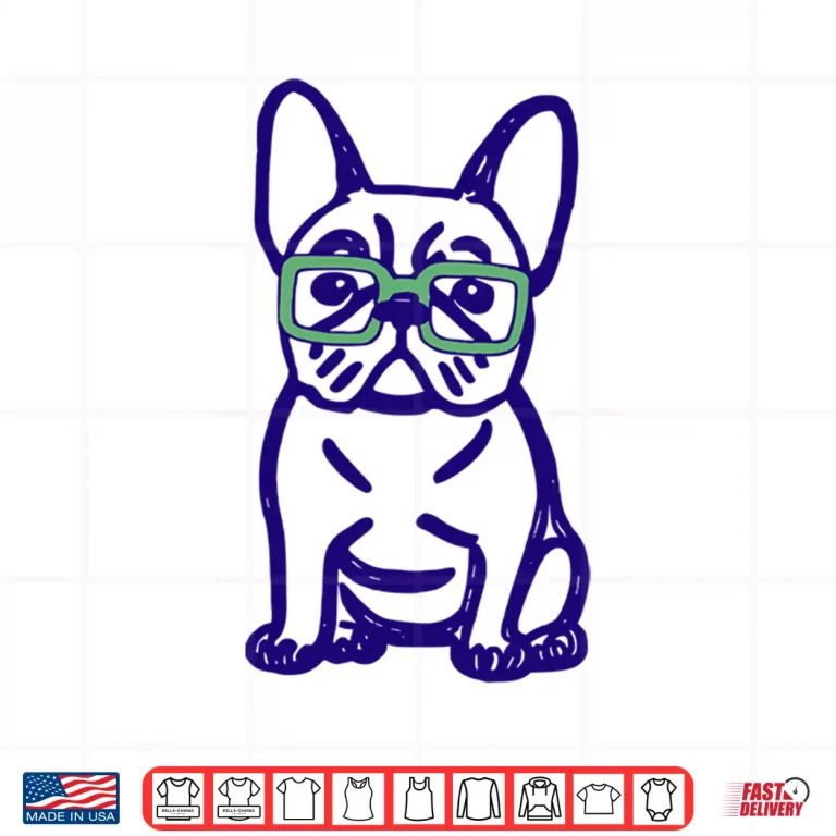 Design Cute French Bulldog Graphic With Glasses Pop Art Frenchie Shirt