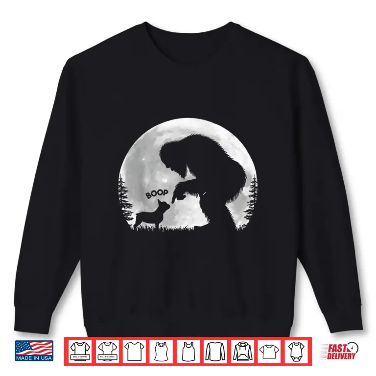 Sweatshirt Fun Hand Boop Nose Bigfoot Sasquatch French Bulldog Moon Shirt