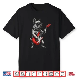 Vintage French Bulldog Punk Music Playing Guitar Shirt