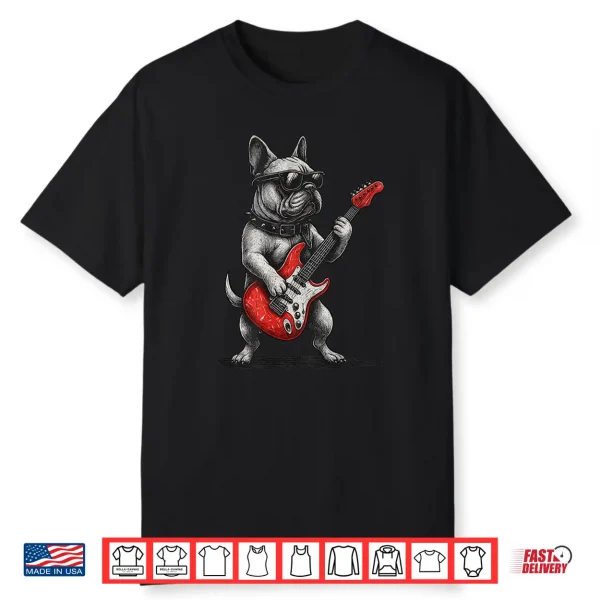 Vintage French Bulldog Punk Music Playing Guitar Shirt