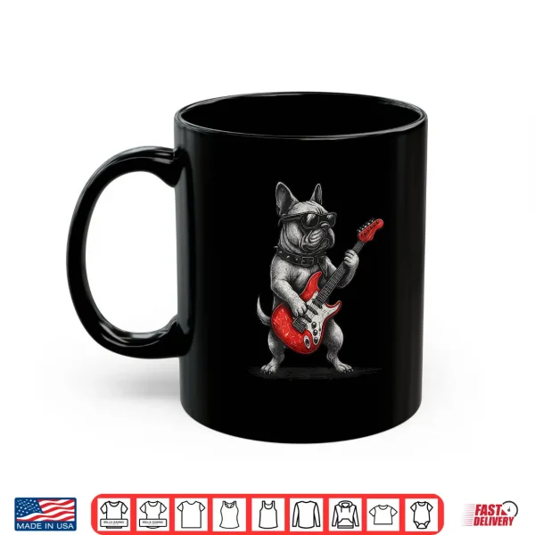 Mug Vintage French Bulldog Punk Music Playing Guitar Shirt