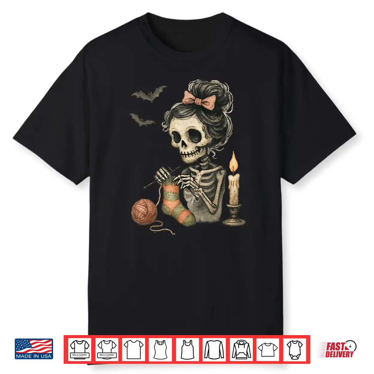 Cute Skeleton Knitting Crochet Yarn Halloween Shirt Cute Skeleton Knitting Crochet Yarn Halloween Shirt