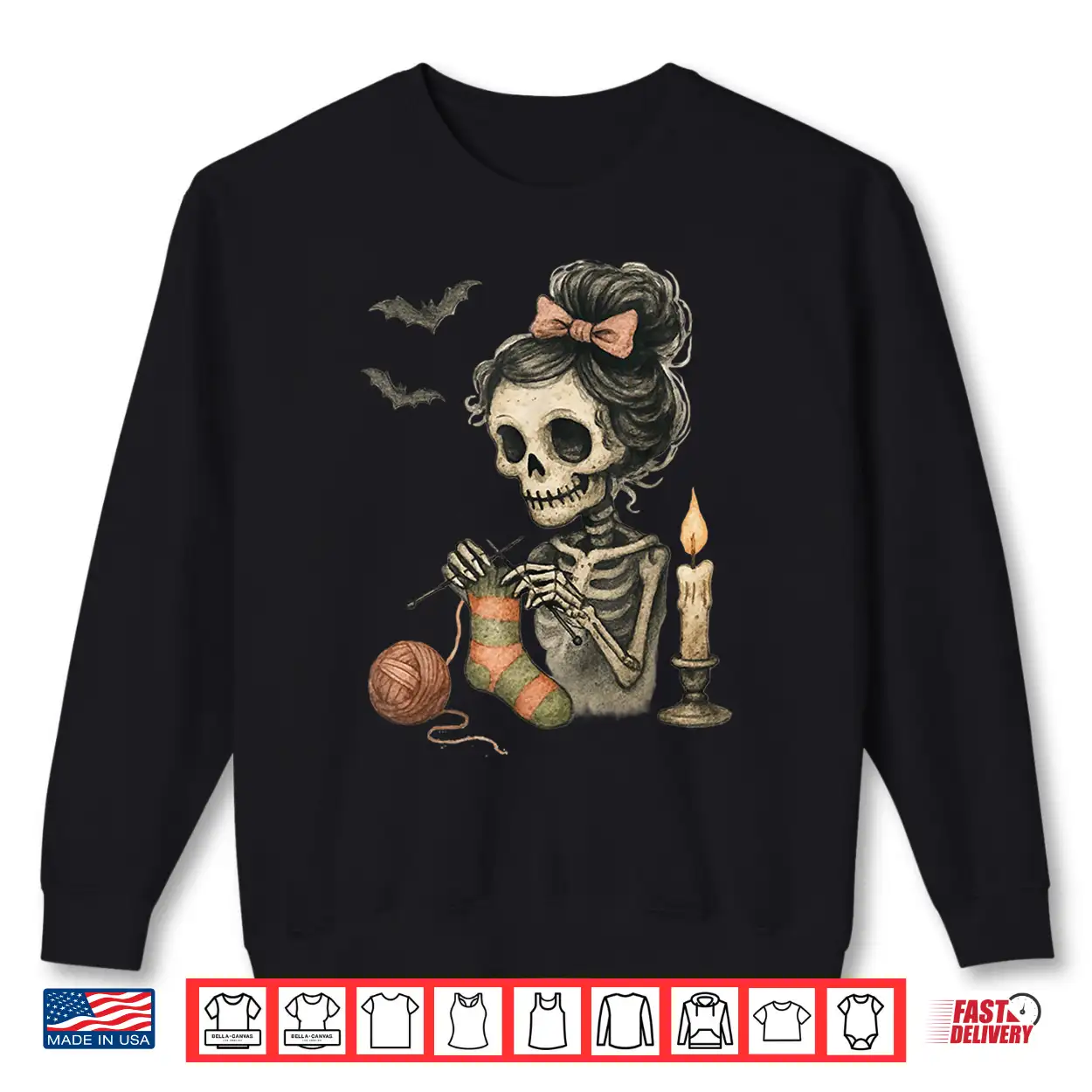Cute Skeleton Knitting Crochet Yarn Halloween Shirt Cute Skeleton Knitting Crochet Yarn Halloween Shirt