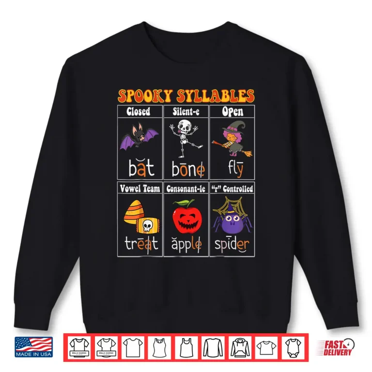 Sweatshirt Spooky Syllables Teacher Funny Halloween Educational Shirt