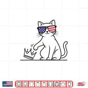 Design Cat No Kings in America Patriotic Cat Lady Democracy Shirt