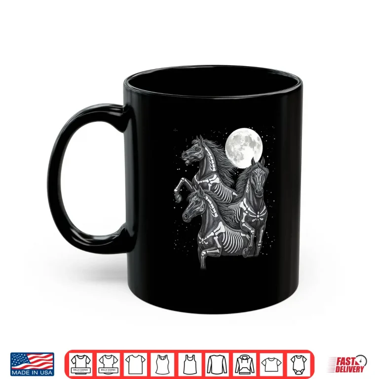 Mug Three Horse Moon Dia de Los Muertos Skeleton Horse Shirt