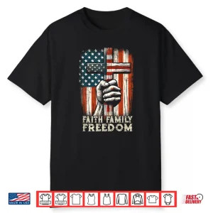 Usa Flag Faith Family Freedom Patriotic Christian Shirt