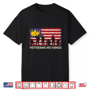 Veterans No Kings Vintage America Flag Veterans Shirt
