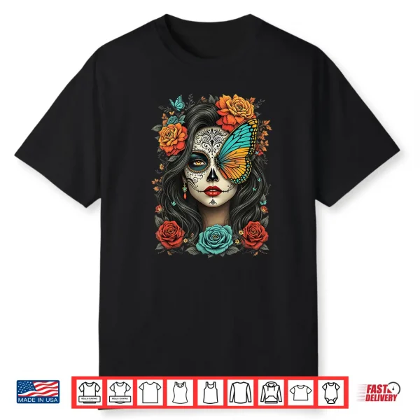Floral Sugar Skull Day Of The Dead Dia De Los Muertos Shirt