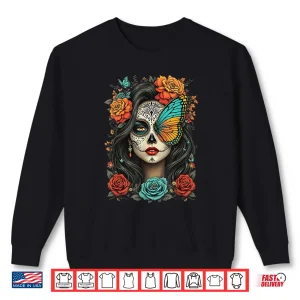 Sweatshirt Floral Sugar Skull Day of The Dead Dia de Los Muertos Shirt