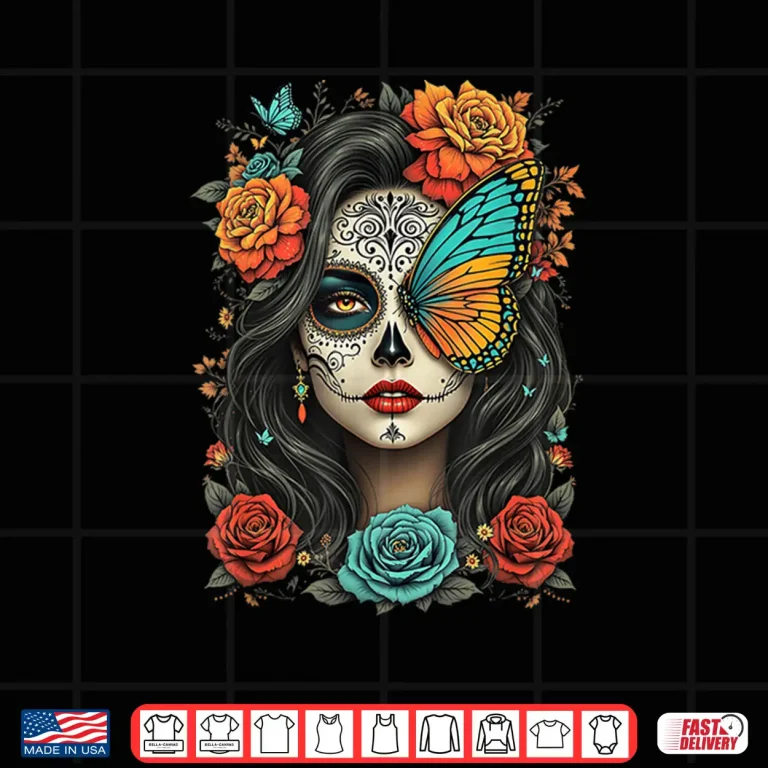 Design Floral Sugar Skull Day of The Dead Dia de Los Muertos Shirt