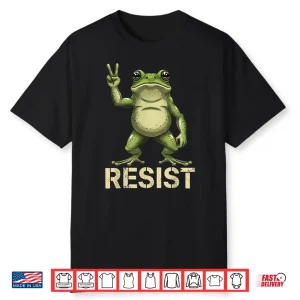 Realistic Frog Resist Protest Peace Sign Funny Activism Shirt