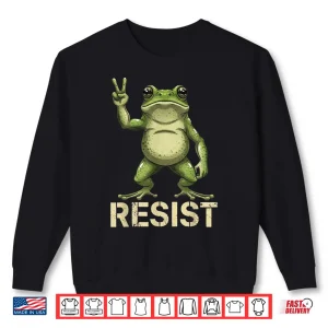 Sweatshirt Realistic Frog Resist Protest Peace Sign Funny Activism Shirt