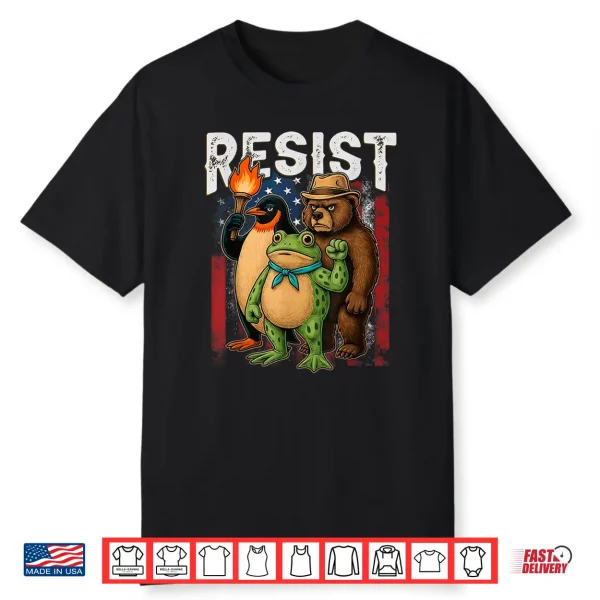 Penguin Frog Bear Resist Protest Against Tariffs Shirt