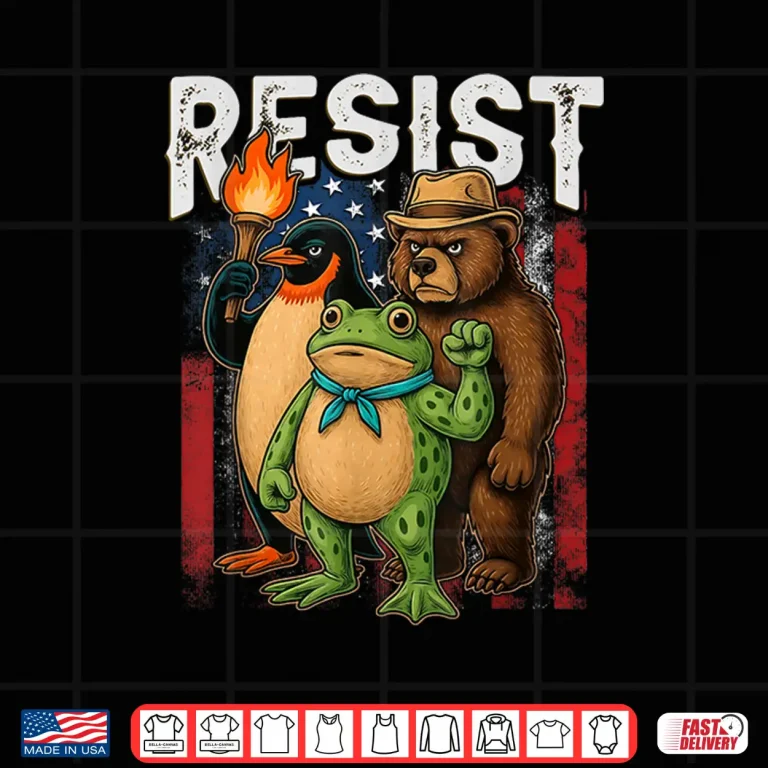Design Penguin Frog Bear Resist Protest Against Tariffs Shirt