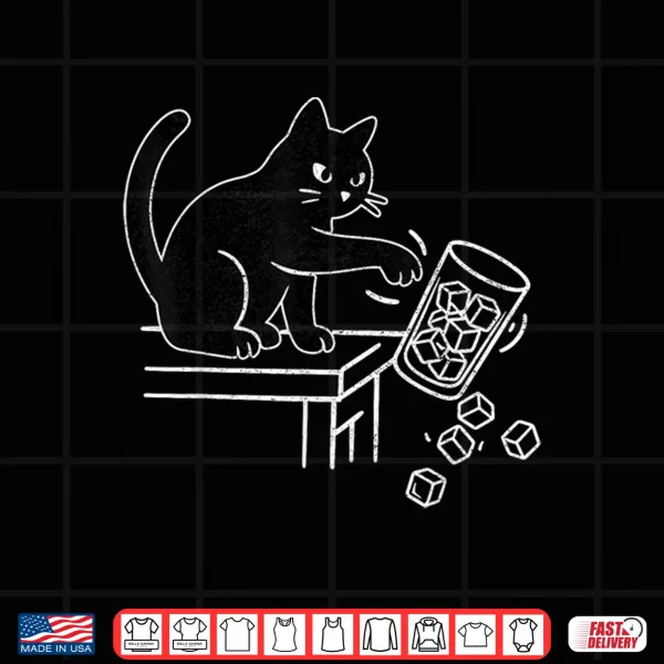 Design Abolish Ice Funny Black Cat Pushing Ice Cat Meme Men Women Shirt