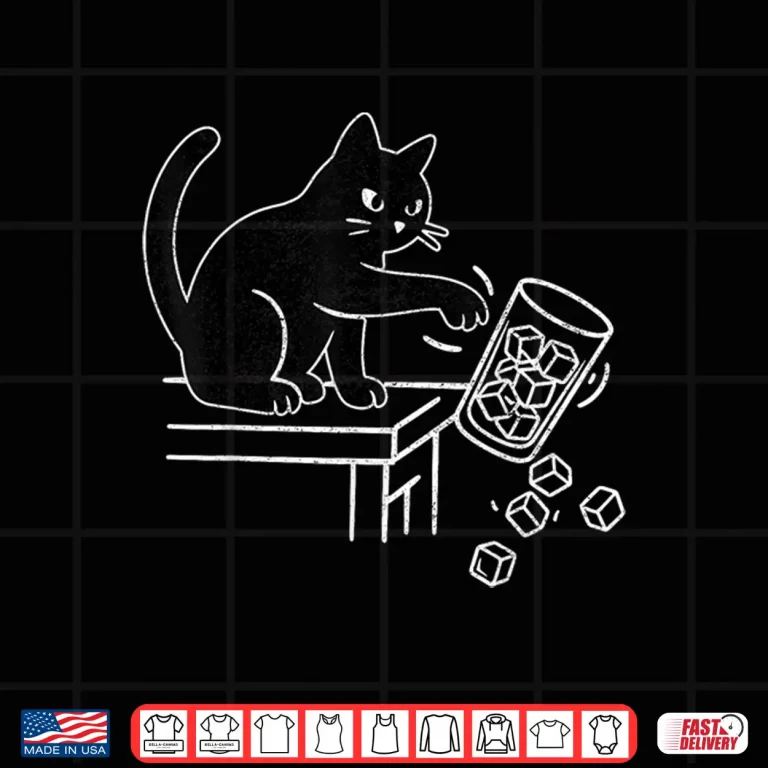 Design Abolish Ice Funny Black Cat Pushing Ice Cat Meme Men Women Shirt
