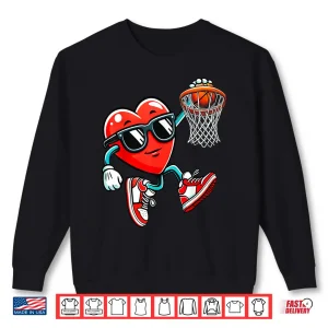 Sweatshirt ValentineS Heart Basketball Funny Red Heart Love Boys Kids Shirt