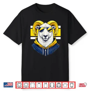 White Ram Blue Yellow Team Colors Cool Sunglasses Graphic Shirt