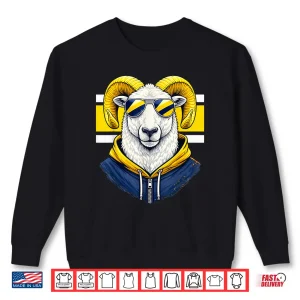 White Ram Blue Yellow Team Colors Cool Sunglasses Graphic Shirt 2 Sweatshirt White Ram Blue Yellow Team Colors Cool Sunglasses Graphic Shirt