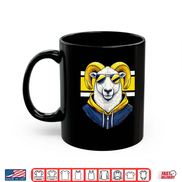Mug White Ram Blue Yellow Team Colors Cool Sunglasses Graphic Shirt